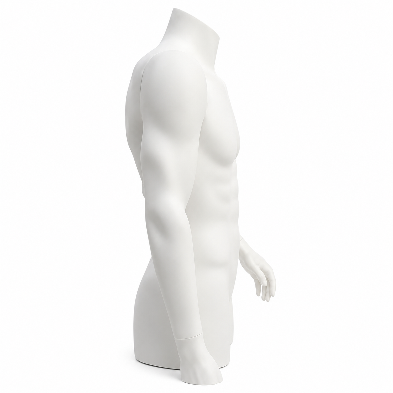 Headless Male Torso Mannequin - Left Hand on Hip (White)