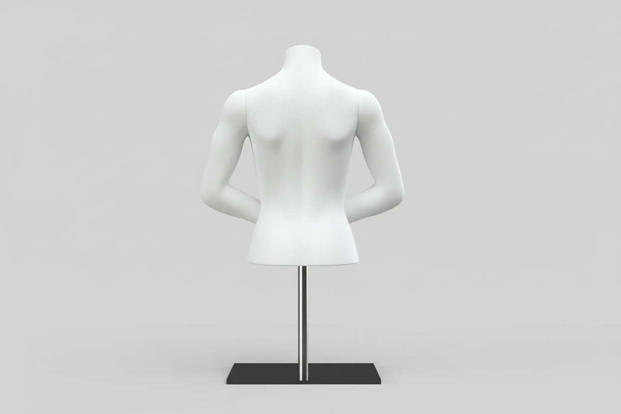 Women’s Torso Mannequin Bust with Base & Pole - Light Grey (7046)