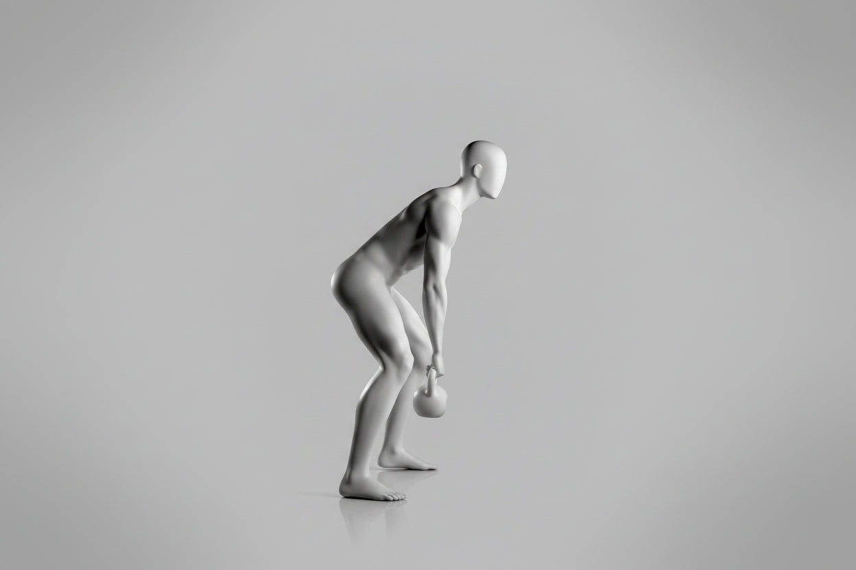 Male Fitness Mannequin with Kettlebell - Light Grey (7046)