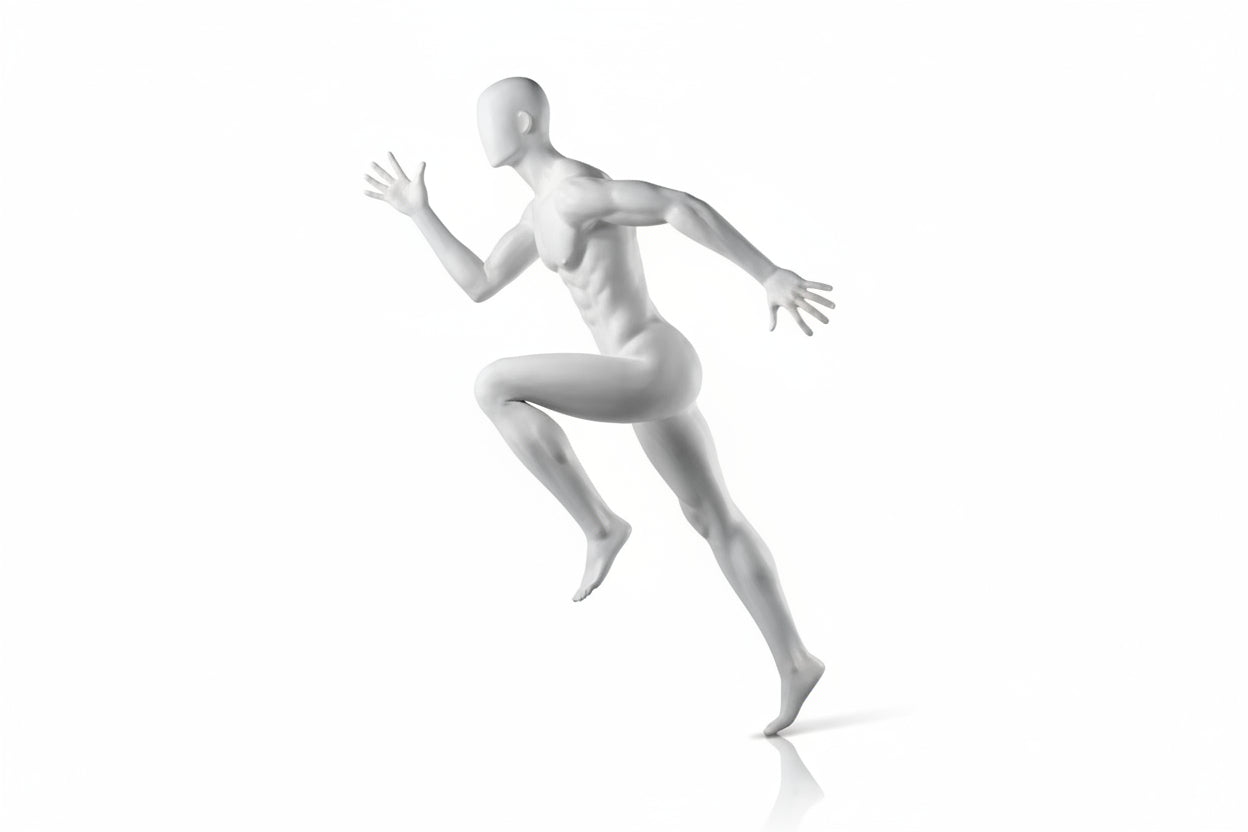 Male Sprinter Mannequin with Base & Pole - Light Grey (7046)