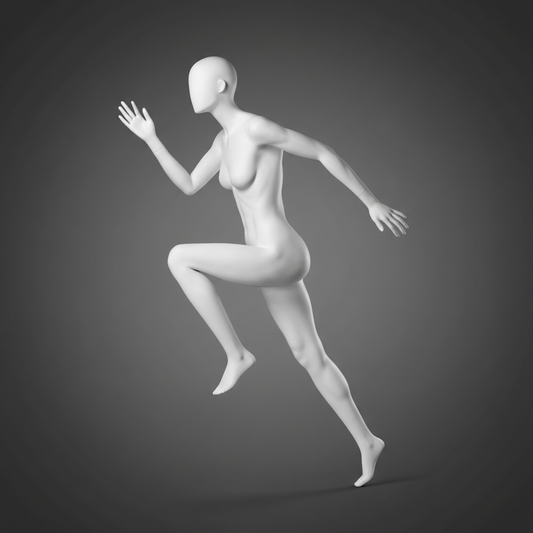 Female Sprinter Full Body Mannequin - Light Grey (RAL 7046)