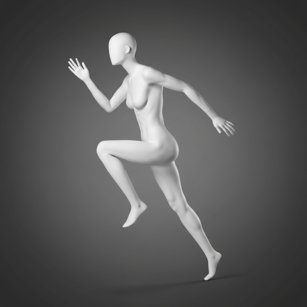 Female Sprinter Full Body Mannequin - Light Grey (RAL 7046)