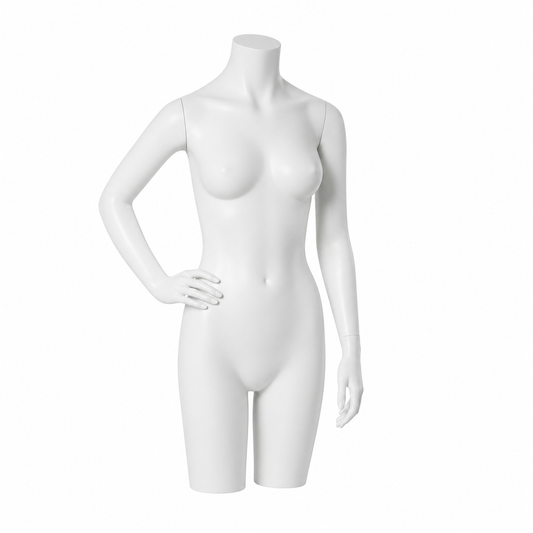 Female Torso Mannequin Headless - Left Hand on Hip (White)