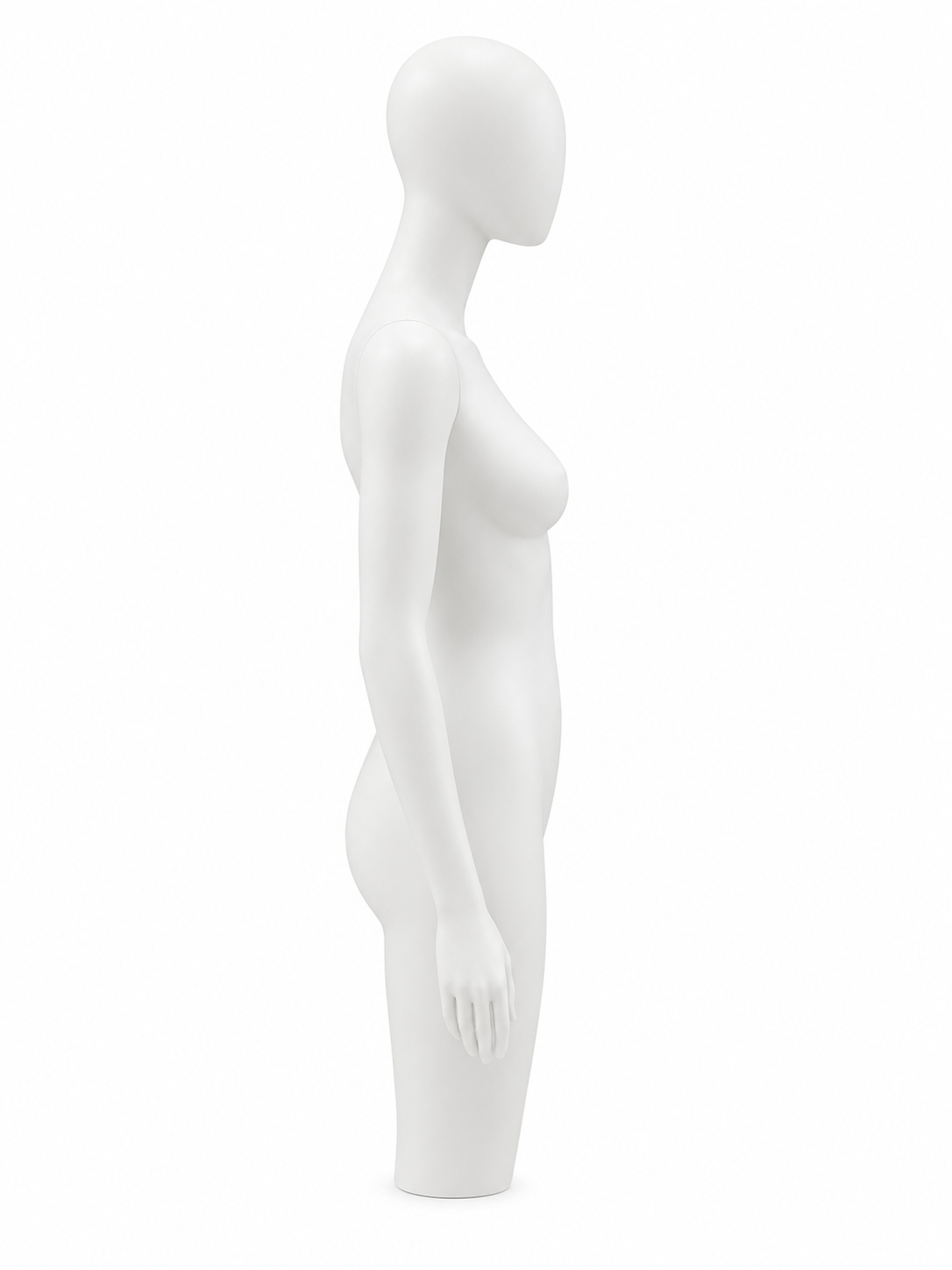 Frosted Female Torso Mannequin with Arms & Head - Black Base & Pole