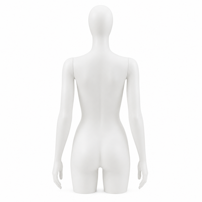 Frosted Female Torso Mannequin with Arms & Head - Black Base & Pole