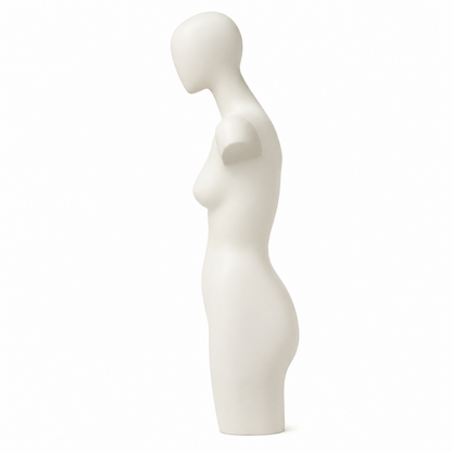 Frosted Female Torso Mannequin with Black Base & Pole