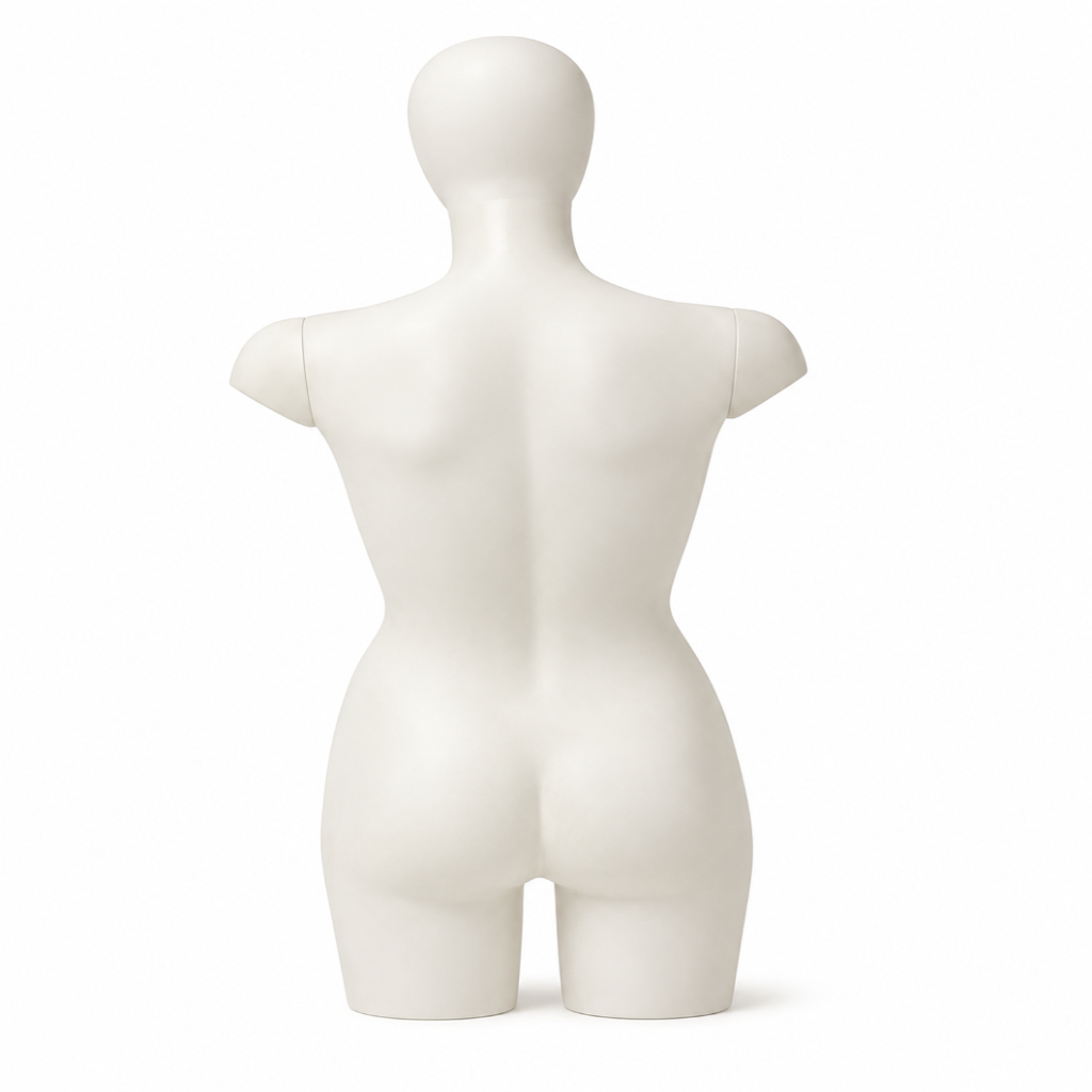 Frosted Female Torso Mannequin with Black Base & Pole