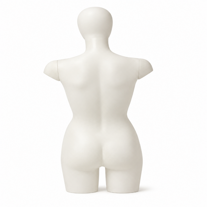 Frosted Female Torso Mannequin with Black Base & Pole