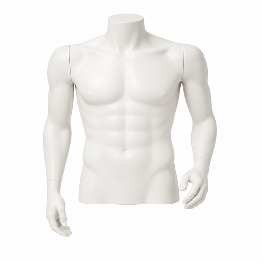 Headless Male Torso Mannequin - Left Hand on Hip (White)