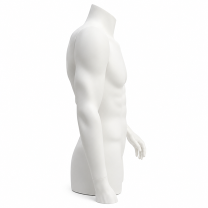 Headless Male Torso Mannequin - Left Hand on Hip (White)