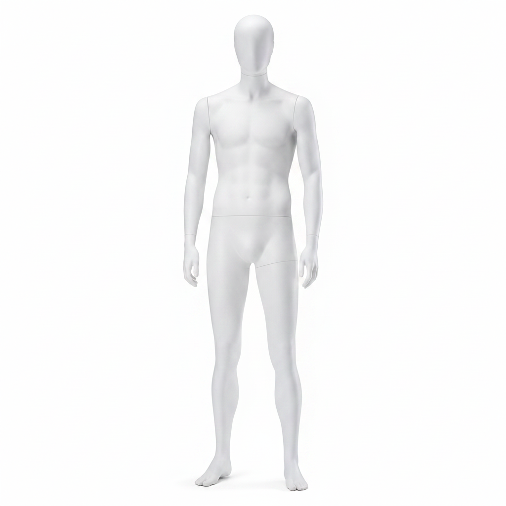 Male Full Body Mannequin - Hands by Side Pose / White