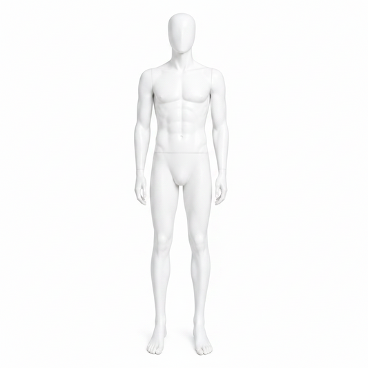Male Hands by Side Full Body Mannequin - White