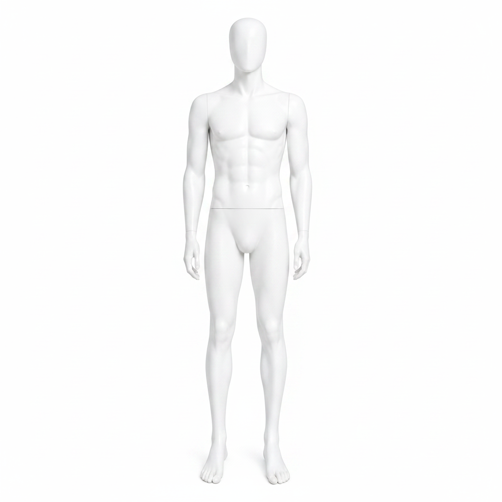 Male Hands by Side Full Body Mannequin - White