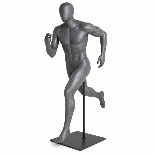 Male Runner with Base & Pole  - Light Grey (RAL 7046)