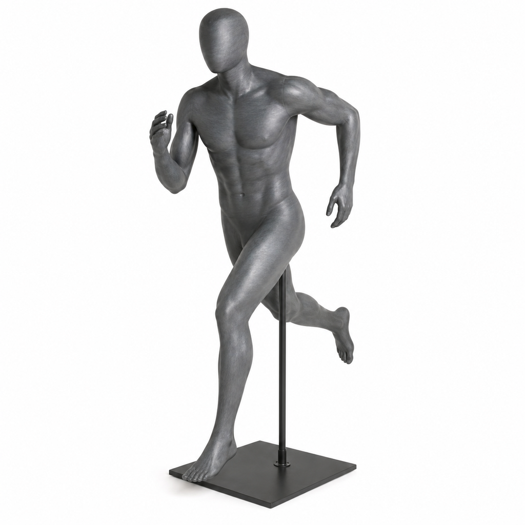 Male Runner with Base & Pole  - Light Grey (RAL 7046)
