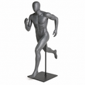 Male Runner Mannequin with Base & Pole - Grey Brushed Effect