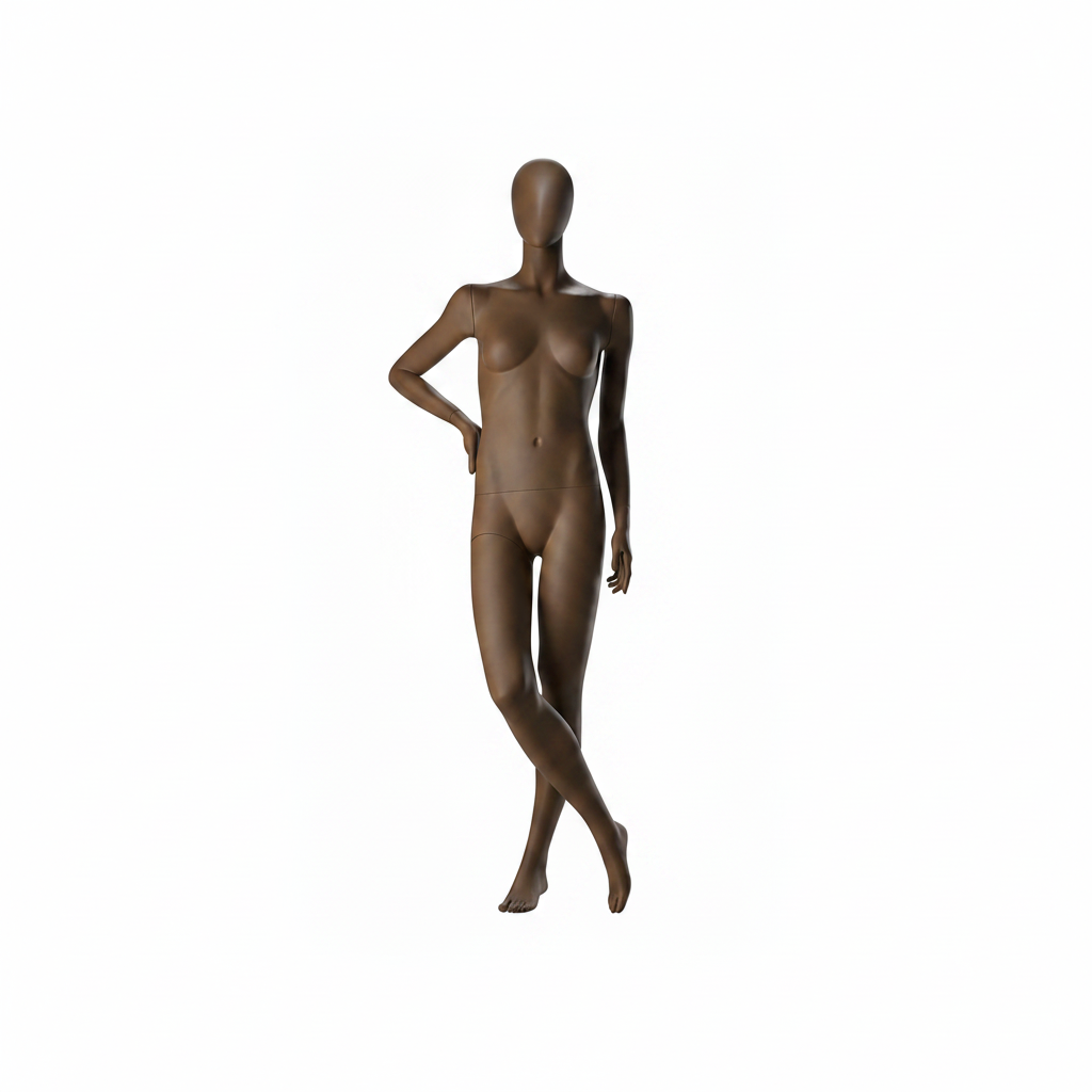 Female Mannequin - Brown (Hand on Hip, Legs Crossed)