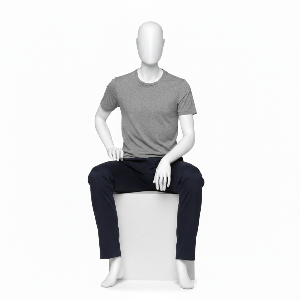 Male Seated Mannequin - Anthracite Grey (7016) | Retail Display Figure