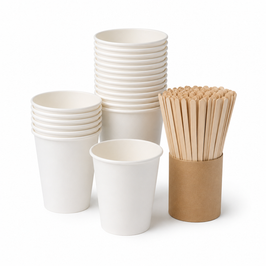Paper Cups, Lids and Stirrers