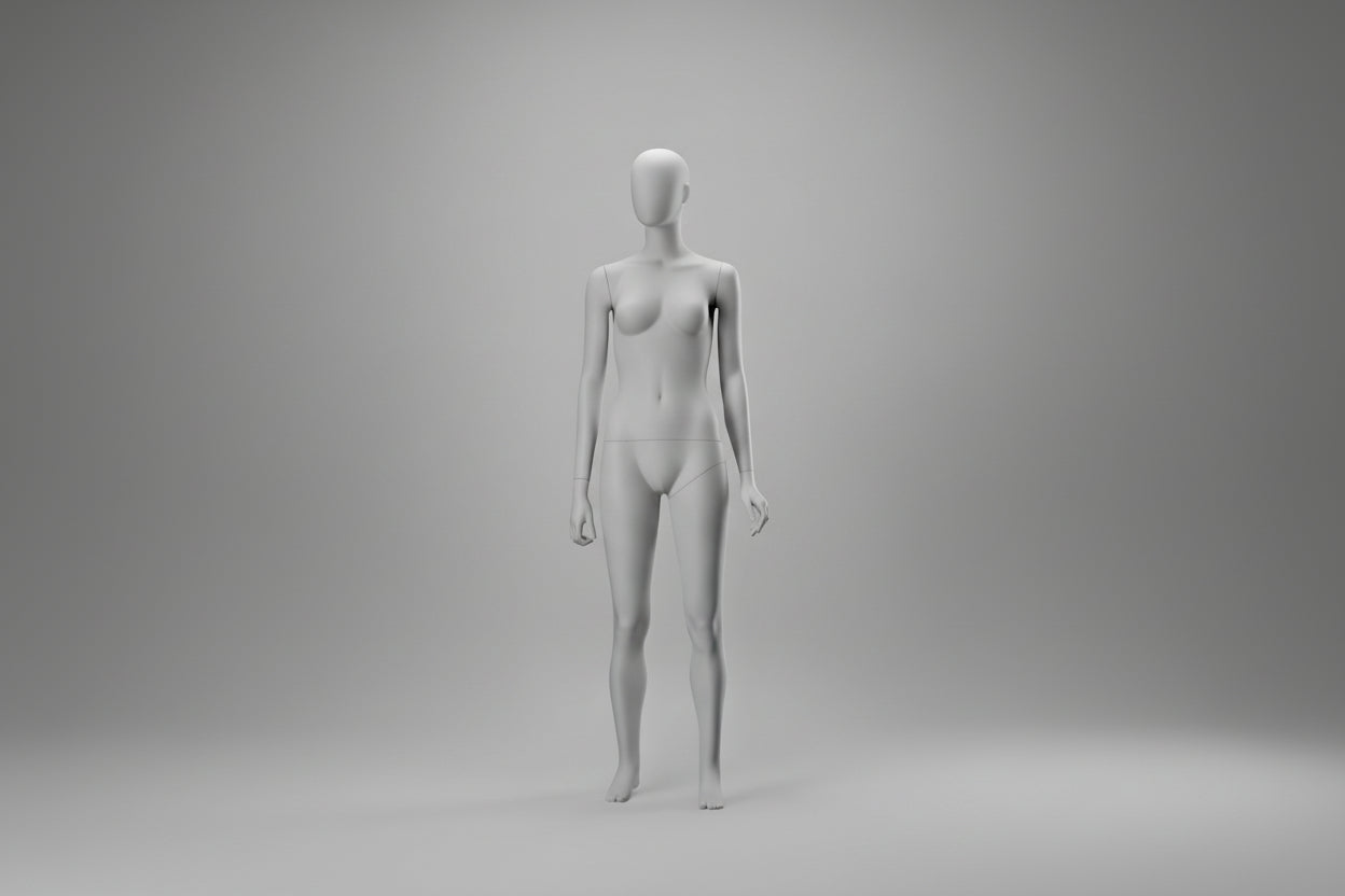 White Retail Display Mannequin - Arms by Side