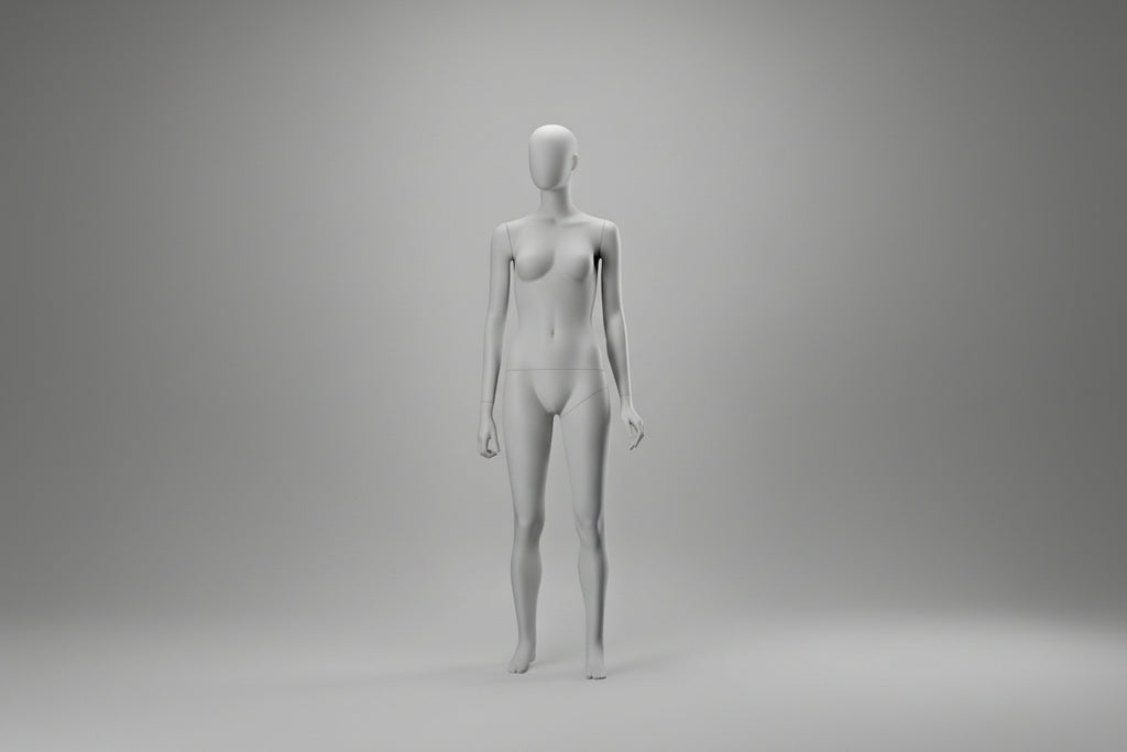 White Retail Display Mannequin - Arms by Side
