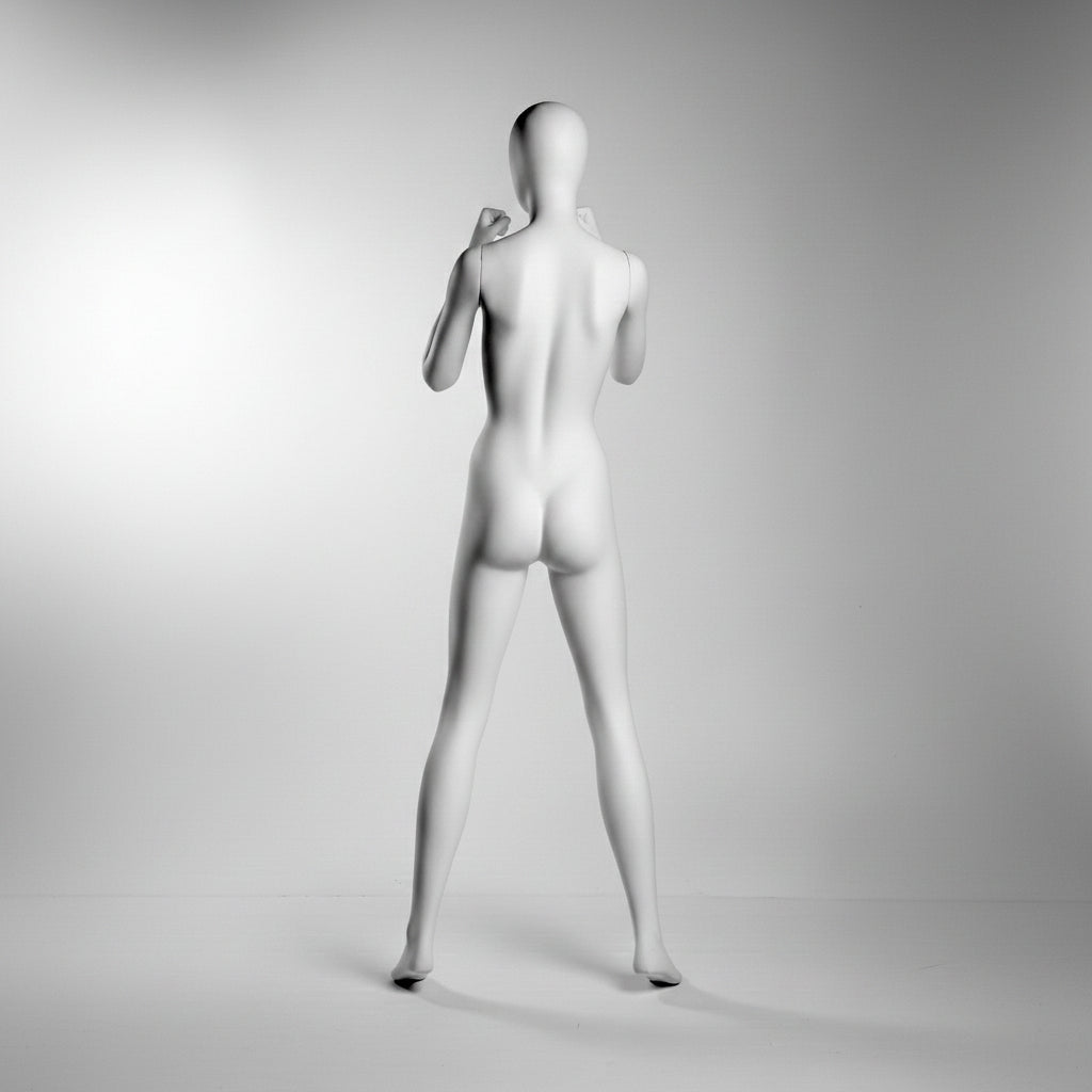 Female Boxer Mannequin with Base & Pole - Light Grey (7046)
