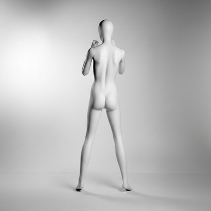 Female Boxer Mannequin with Base & Pole - Light Grey (7046)