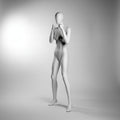 Female Boxer Mannequin with Base & Pole - Light Grey (7046)