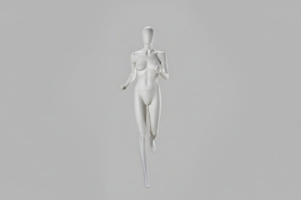 White Female Runner Mannequin - Sports Display (Dynamic Pose)