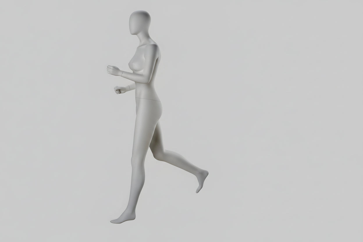 White Female Runner Mannequin - Sports Display (Dynamic Pose)