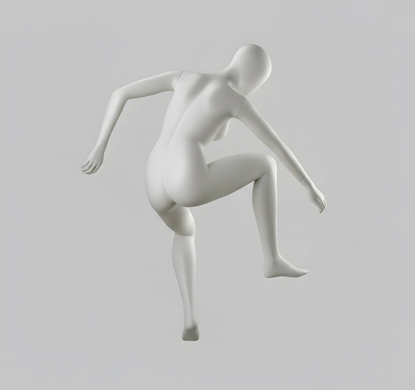 Female Skater Mannequin on Skateboard - Light Grey (7046)