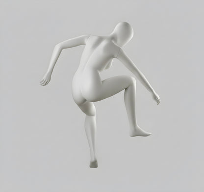 Female Skater Mannequin on Skateboard - Light Grey (7046)