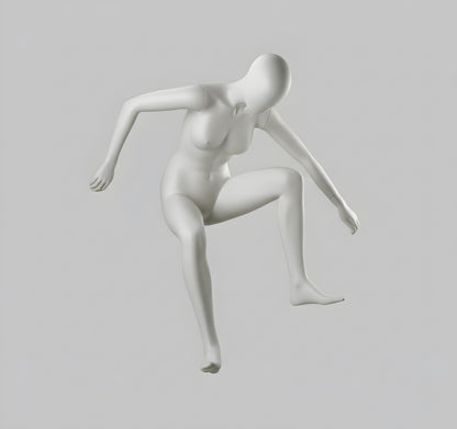 Female Skater Mannequin on Skateboard - Light Grey (7046)