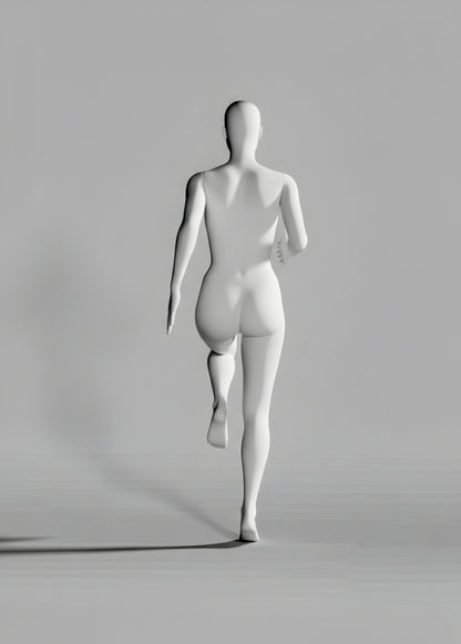 Female Sprinter Mannequin with Base & Pole - Light Grey (7046)