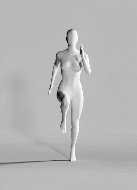 Female Sprinter Mannequin with Base & Pole - Light Grey (7046)