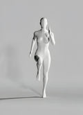 Female Sprinter Mannequin with Base & Pole - Light Grey (7046)
