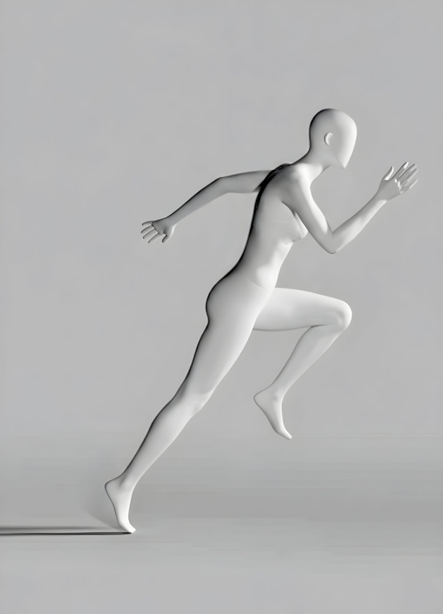Female Sprinter Mannequin with Base & Pole - Light Grey (7046)