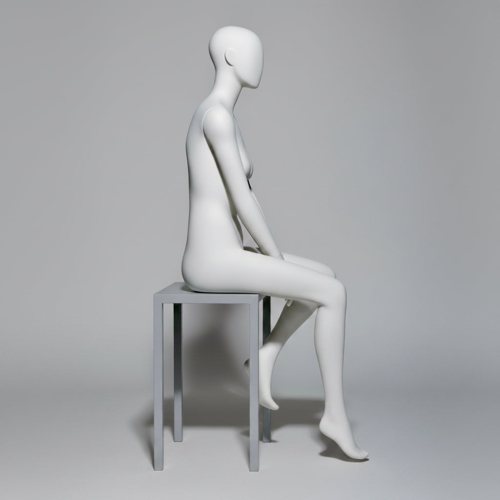 Female Seated Mannequin – Anthracite Grey (7016)