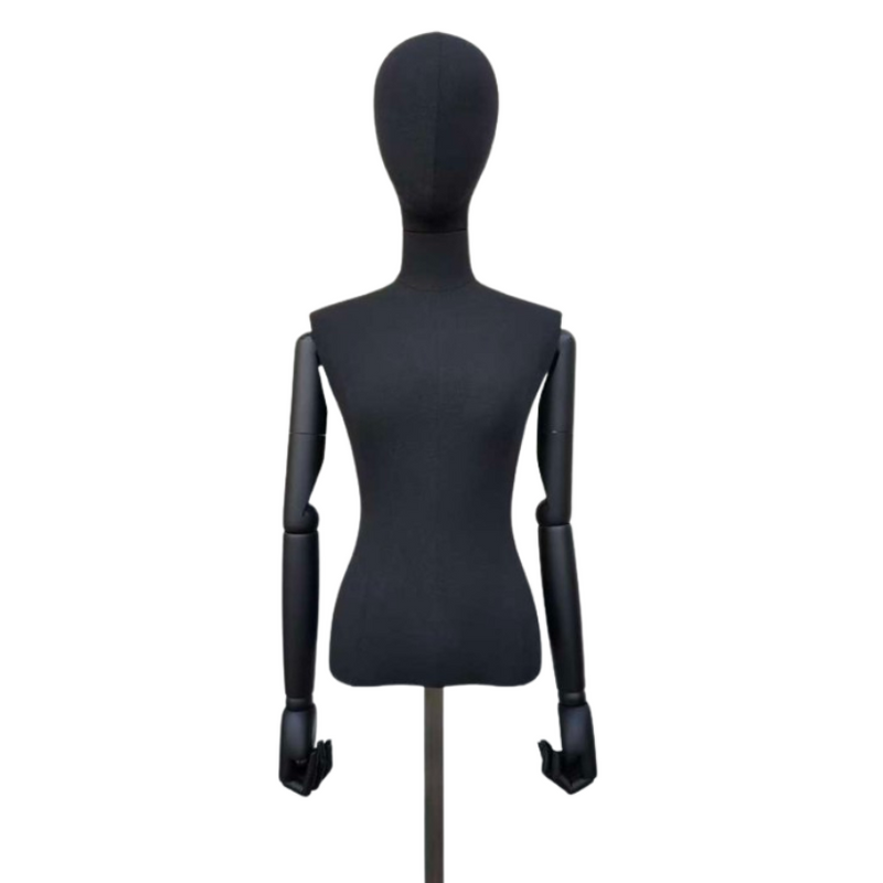 Female Torso Hanging Black Fabric