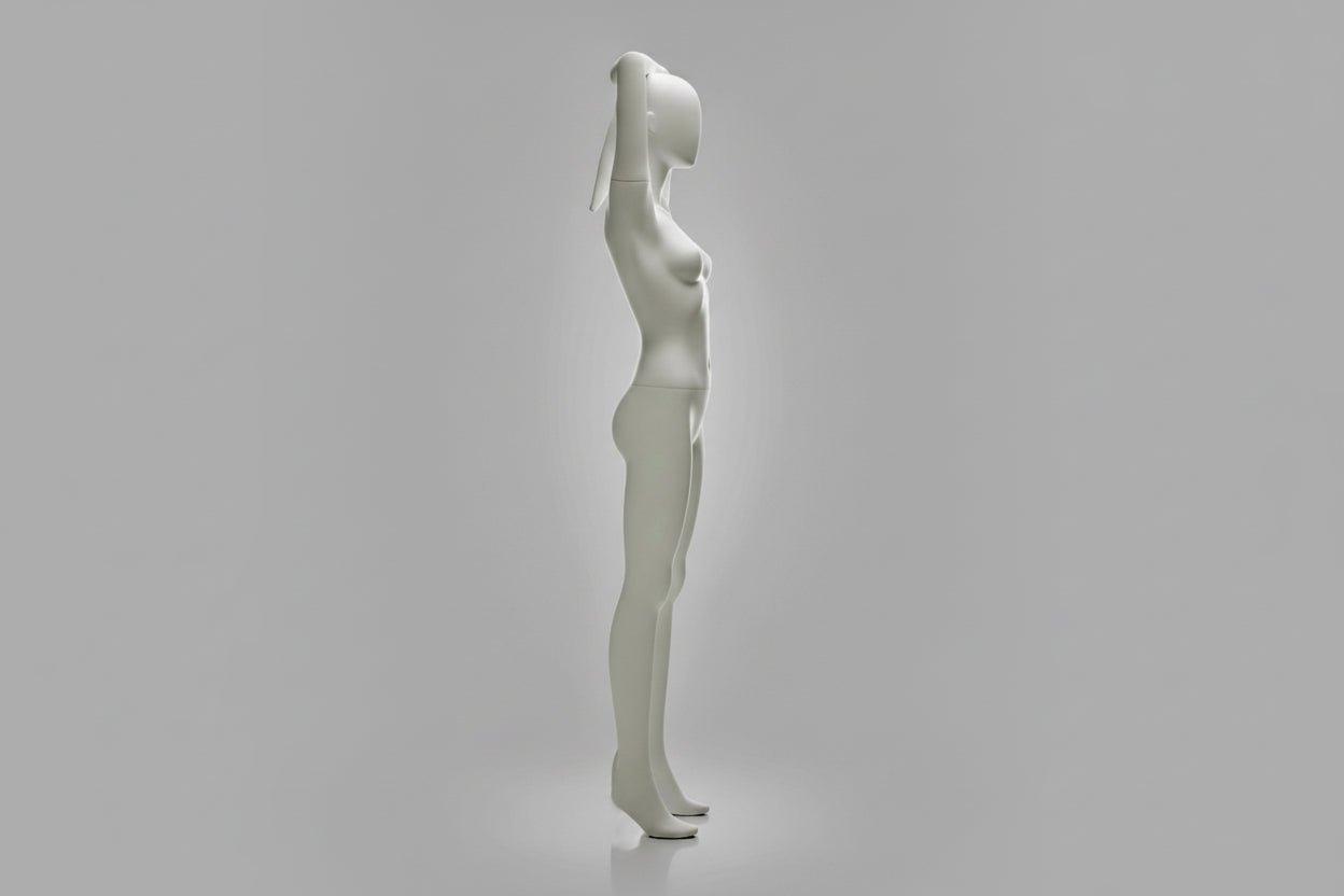Female Sports FX Mannequin - Arms Behind Head Pose (Light Grey)