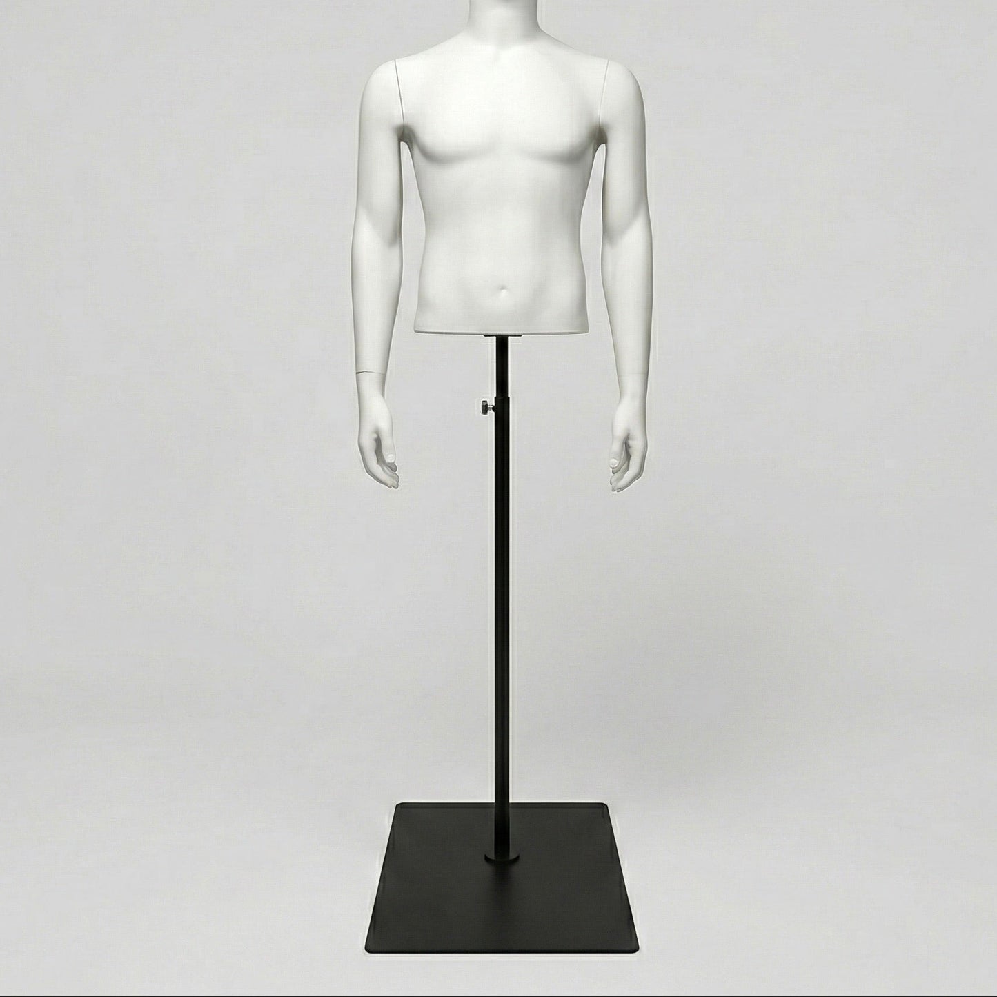 Headless Male Torso with Arms - White with Black Base & Pole