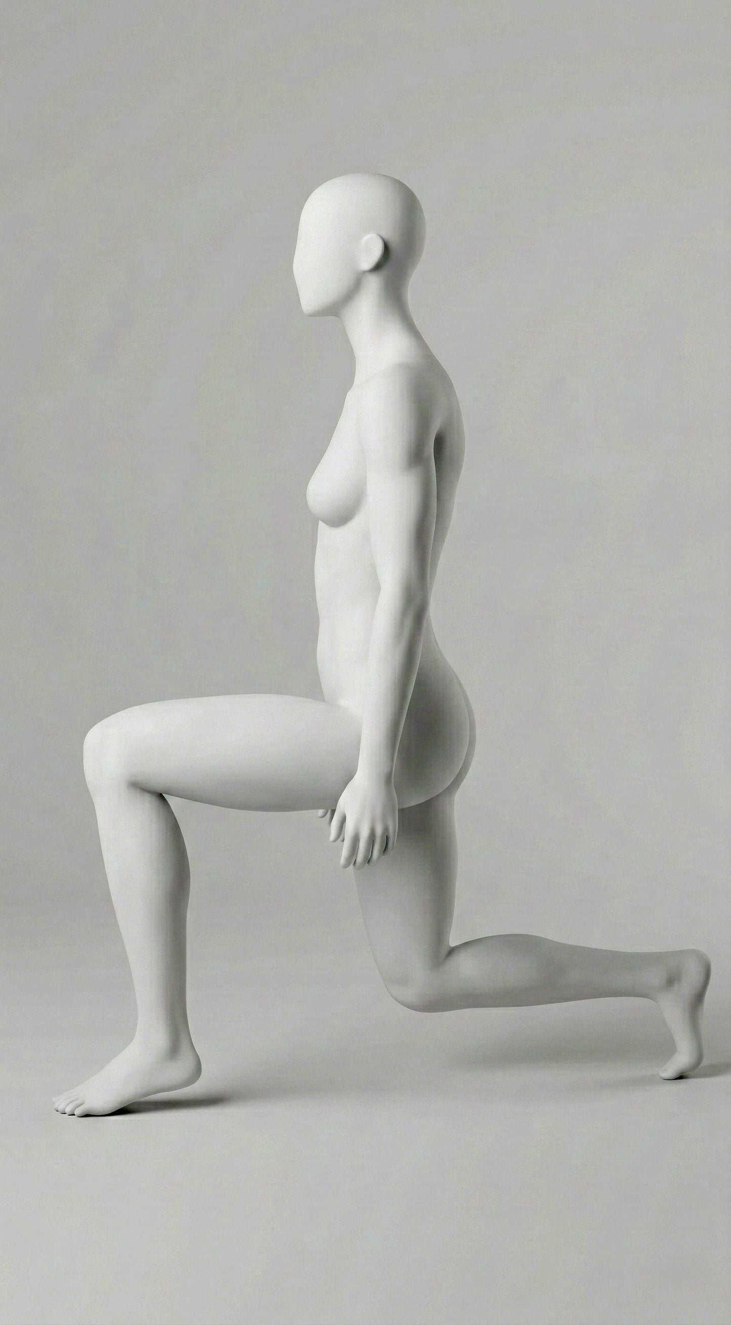 Female Lunge Mannequin - Light Grey (7046)