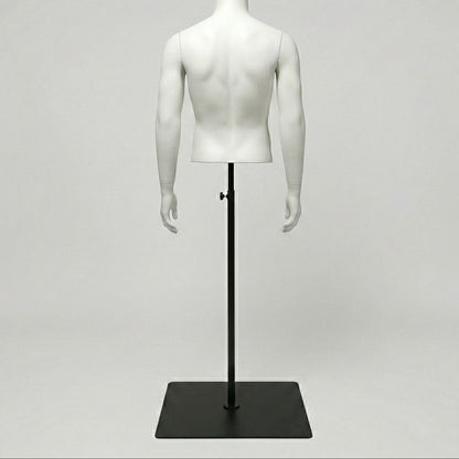 Headless Male Torso with Arms - White with Black Base & Pole