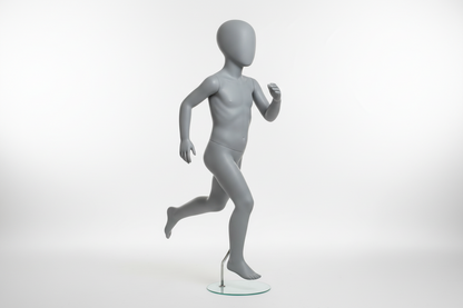 Kid’s Running Pose Mannequin – Traffic Grey B (RAL 7043)