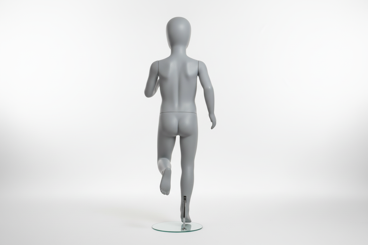 Kid’s Running Pose Mannequin – Traffic Grey B (RAL 7043)