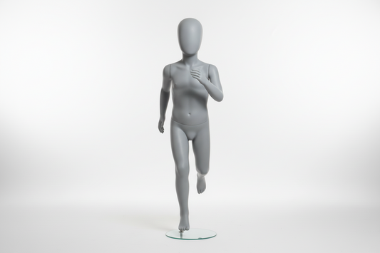 Kid’s Running Pose Mannequin – Traffic Grey B (RAL 7043)