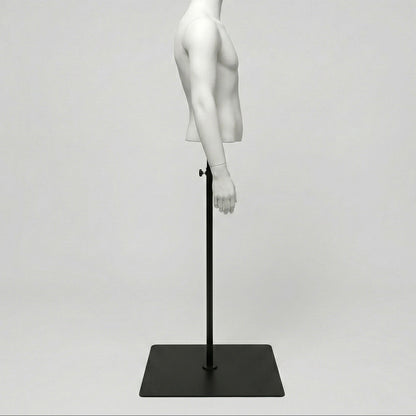 Headless Male Torso with Arms - White with Black Base & Pole