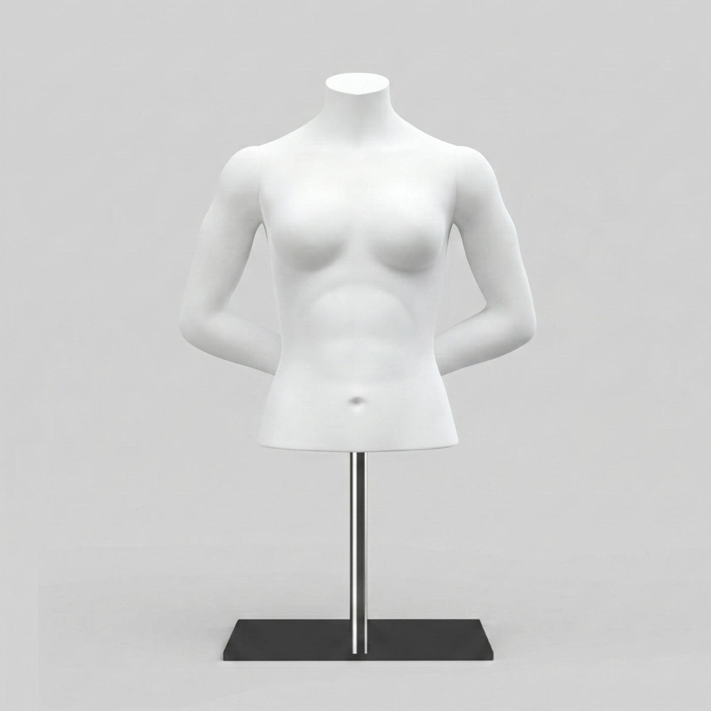 Women’s Torso Mannequin Bust with Base & Pole - Light Grey (7046)