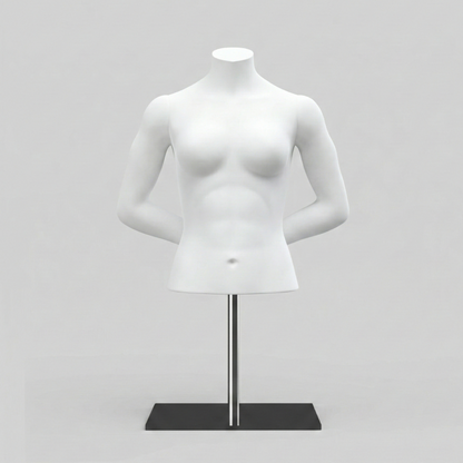 Women’s Torso Mannequin Bust with Base & Pole - Light Grey (7046)