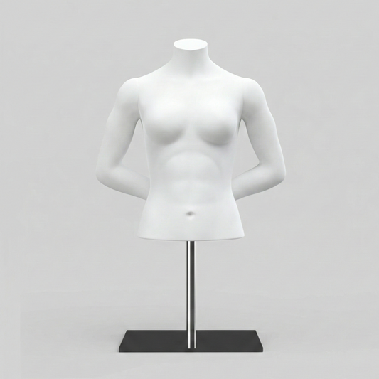 Women’s Torso Mannequin Bust with Base & Pole - Light Grey (7046)